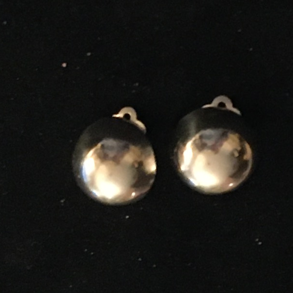 NEW~Sterling Silver Button Earrings---Clip-On
